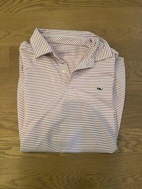 Vineyard Vines Men's Pink & White Striped Polo